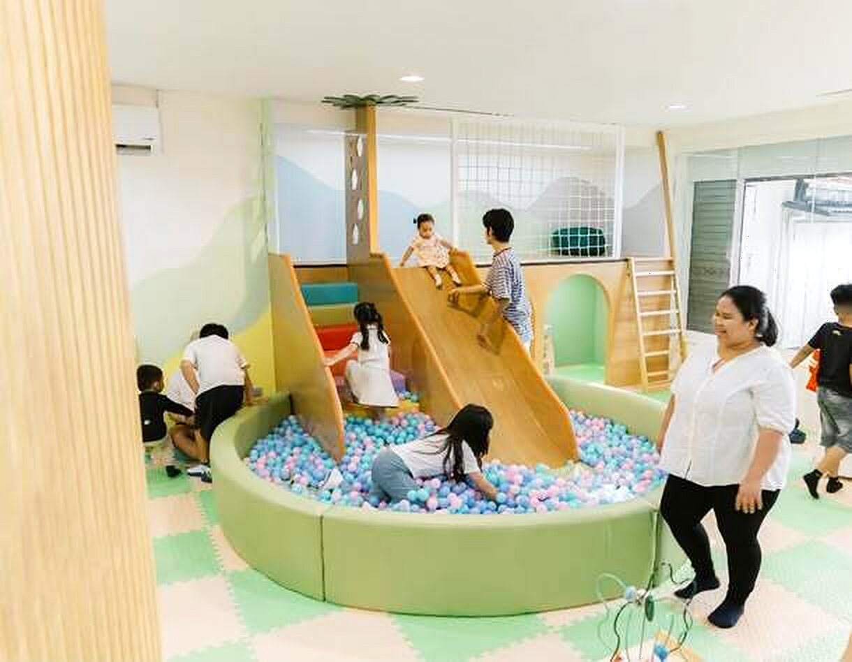 The ball pit and slide