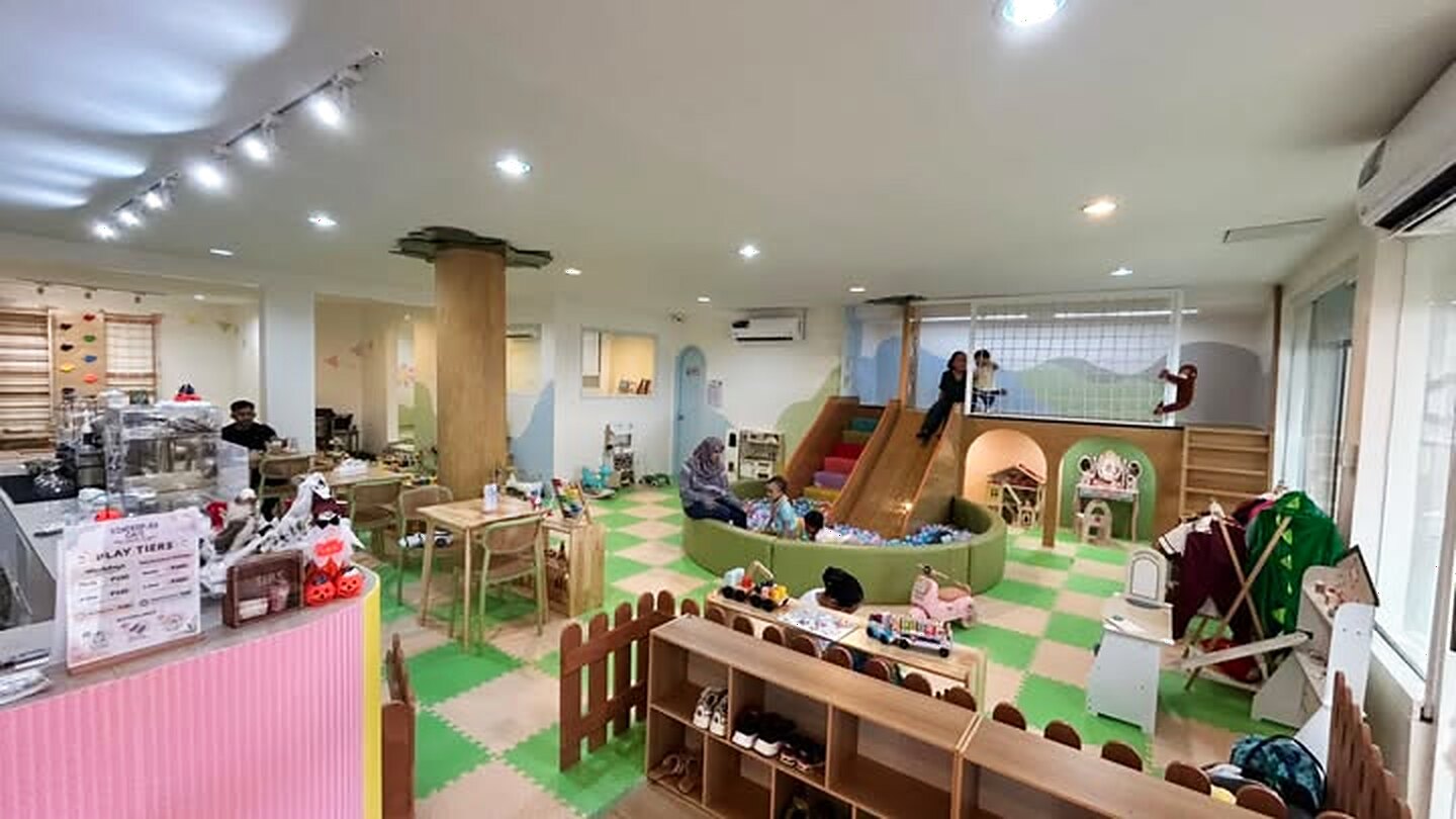 Tables beside the play floor